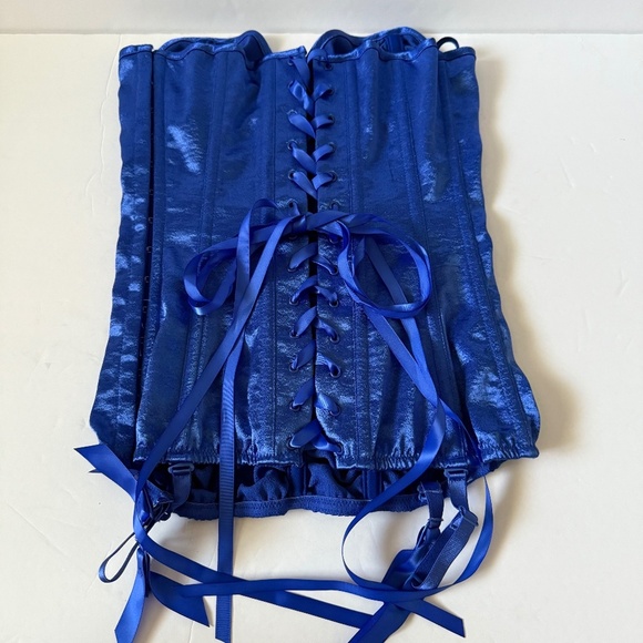 Fredrick's Of Hollywood Blue Ruched Sweetheart Strapless Corset Size 32 Coquette - Picture 6 of 13